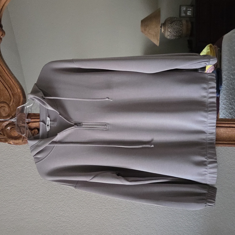 Cable & Gauge Sport Yummy Quarter Zip Up Gray Pullover - Picture 2 of 8